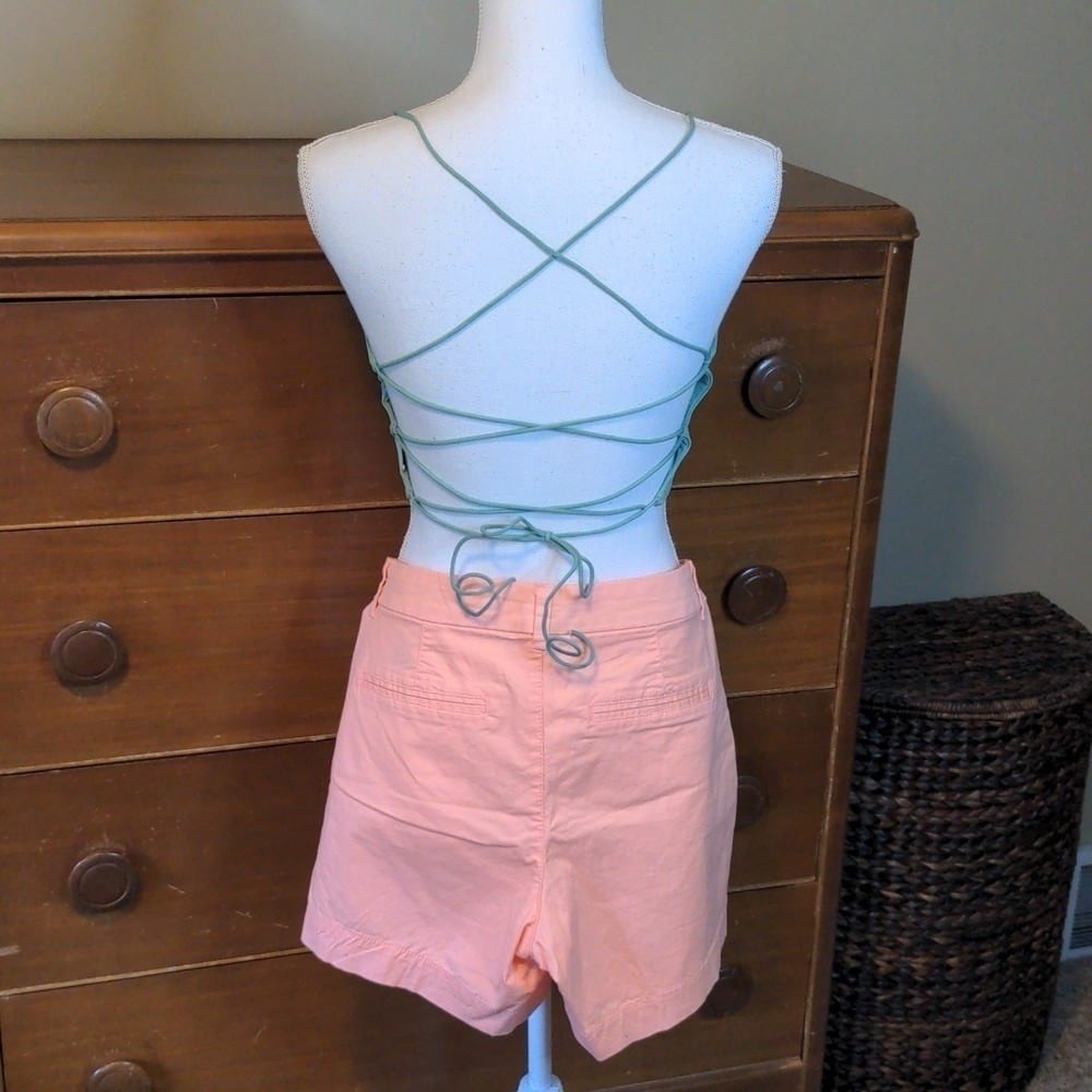 Old Navy CORAL HIGH WAISTED PASTEL mid-length shorts Sz 6 - Picture 3 of 12